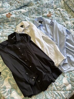 Pronto Uomo Men's Dress Shirts - Black, White & Light Blue